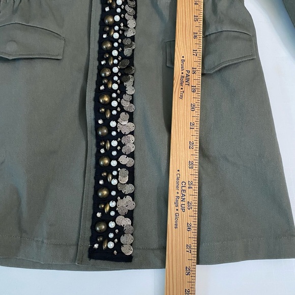 Sweet Rain Women’s Jacket Military Style Olive Green Embellished trim Size S - Picture 5 of 16